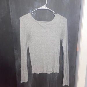 Grey cotton long sleeve T